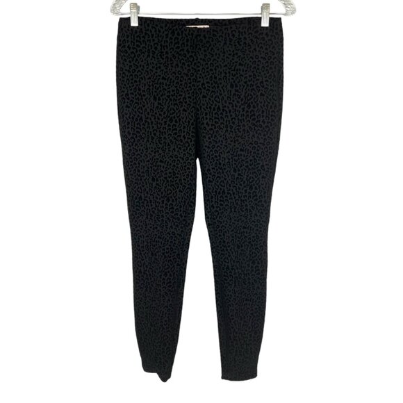 Nanette Lepore Womens Black Velvet Flocked Legging Pants Animal Cheetah size S - Picture 1 of 8